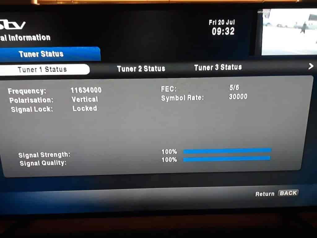 Step 1: Check Signal Strength On Your Remote Control: Press the "DStv" button to access the menu. Navigate to "Settings": Use the arrow keys to go to "Settings" and select "User Preferences." Check Signal Strength: Find the "Signal Strength" option. If it's below 50%, you might have a signal problem.